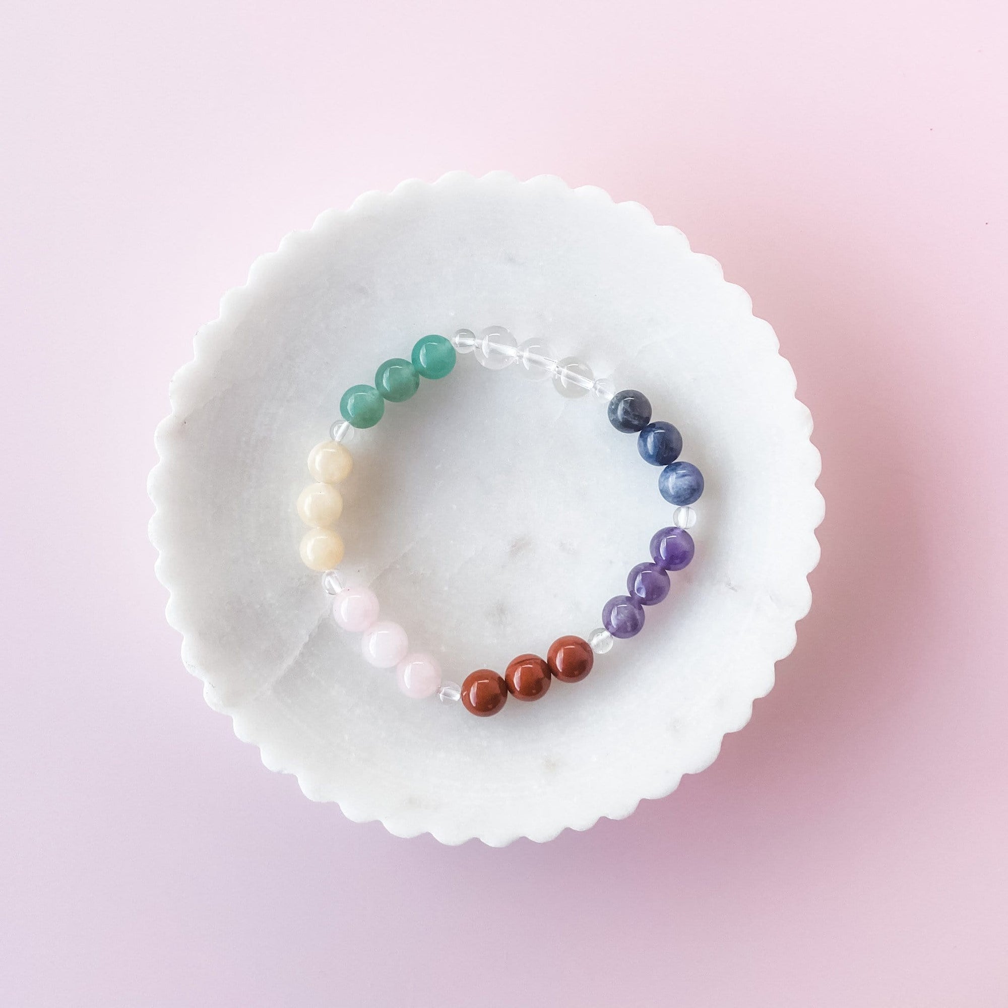 S898 Chakra Multicoloured crystal beaded stretch bracelet gemrox australia