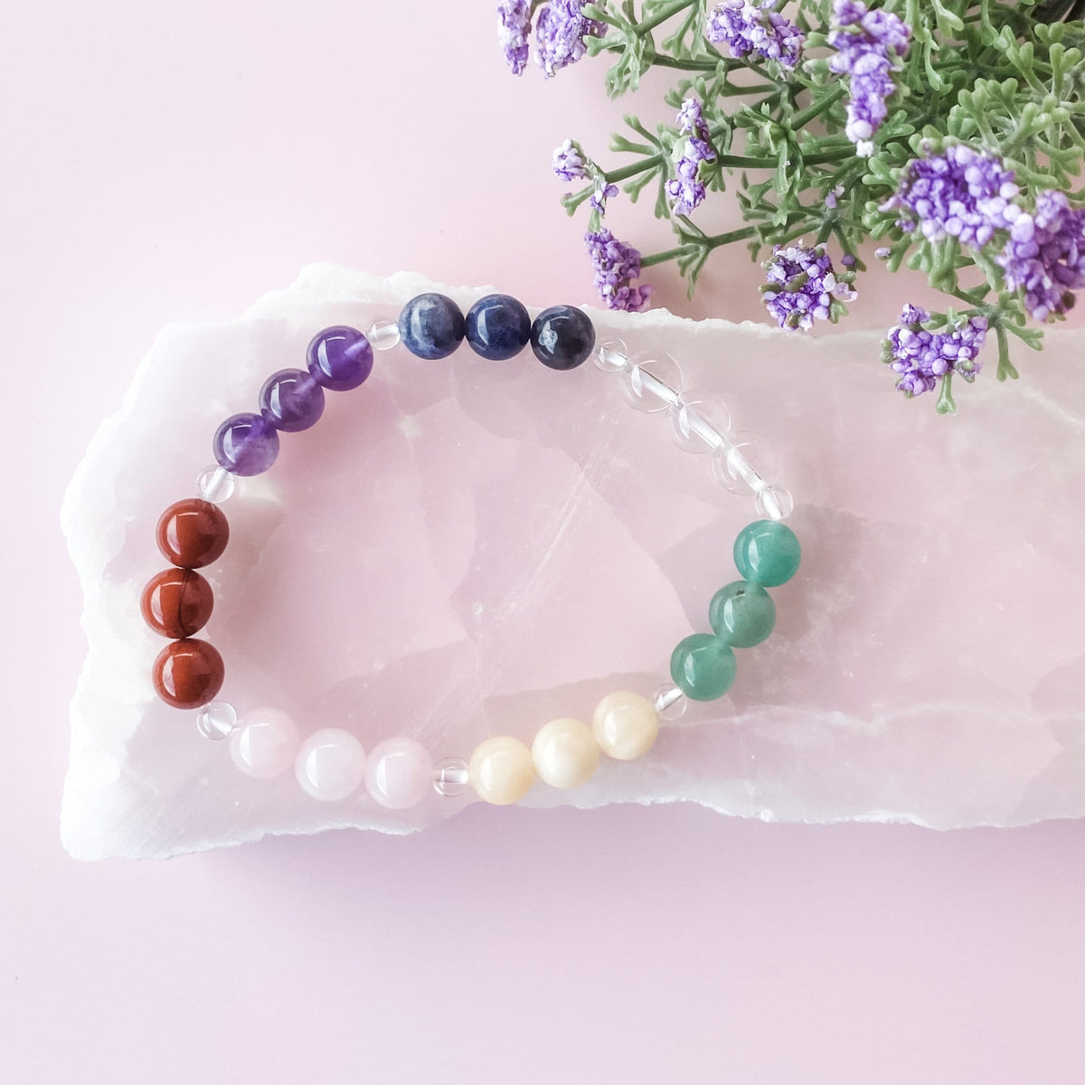 S898 Chakra Multicoloured crystal beaded stretch bracelet gemrox australia