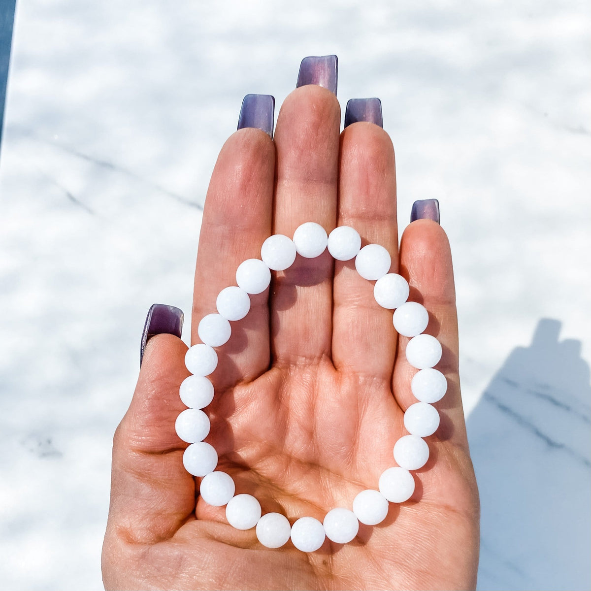 white jade crystal beaded stone bracelet gemrox australia