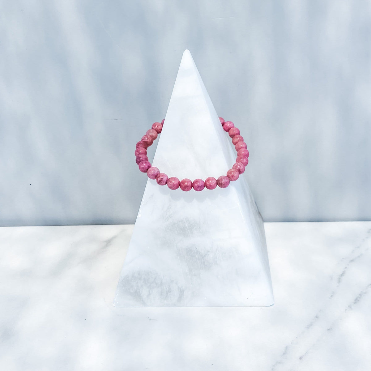 S922 Rhodonite crystal beaded stone stretch bracelet gemrox australia