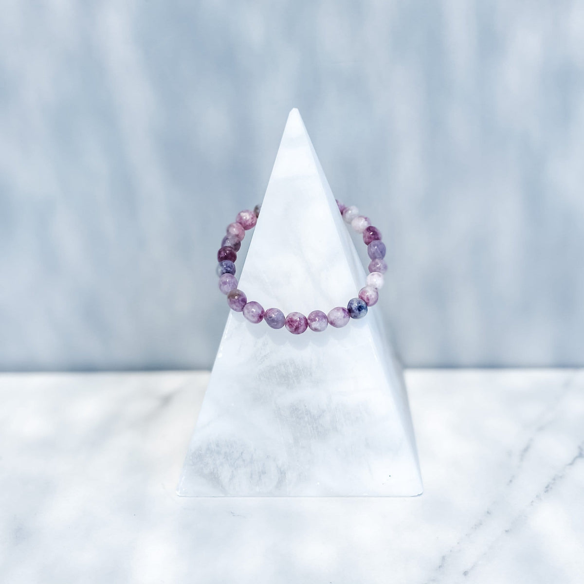 S923 Lepidolite crystal beaded stone nugget stretch bracelet gemrox australia