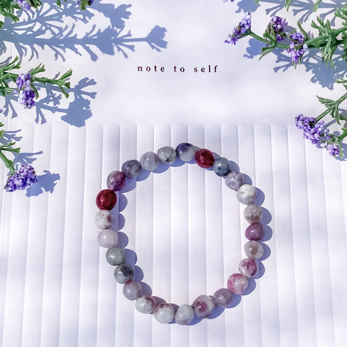 S923 Lepidolite crystal beaded stone nugget stretch bracelet gemrox australia