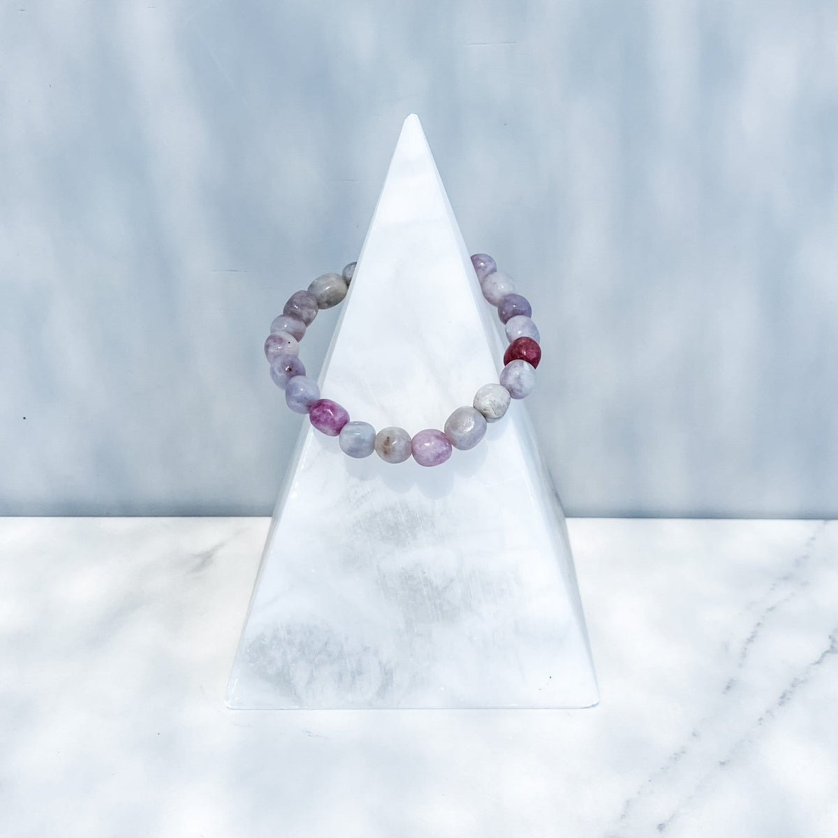 S923 Lepidolite crystal beaded stone nugget stretch bracelet gemrox australia