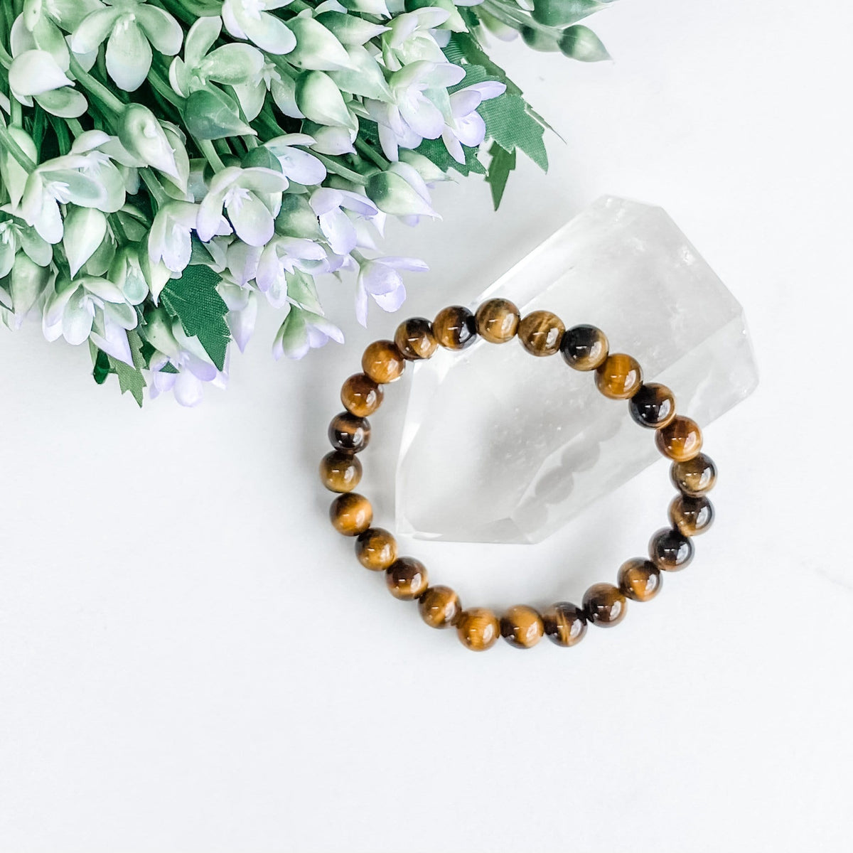 S985 Tigers Eye beaded stone stretch bracelet crystals australia gemrox 1