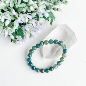 moss agate crystal 8mm stone strech healing chakra bracelet australia gemrox