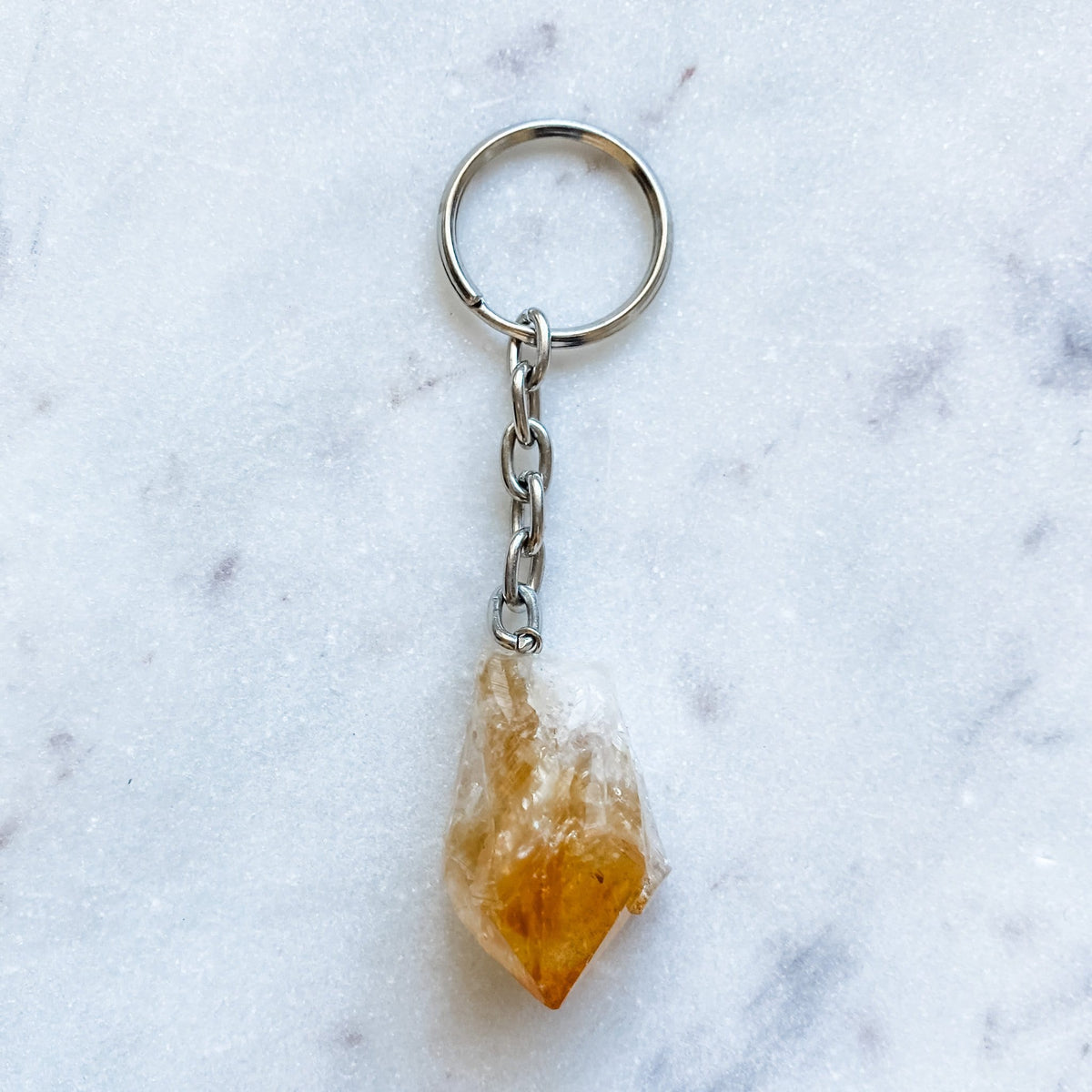 Citrine Crystal Stone Keyring