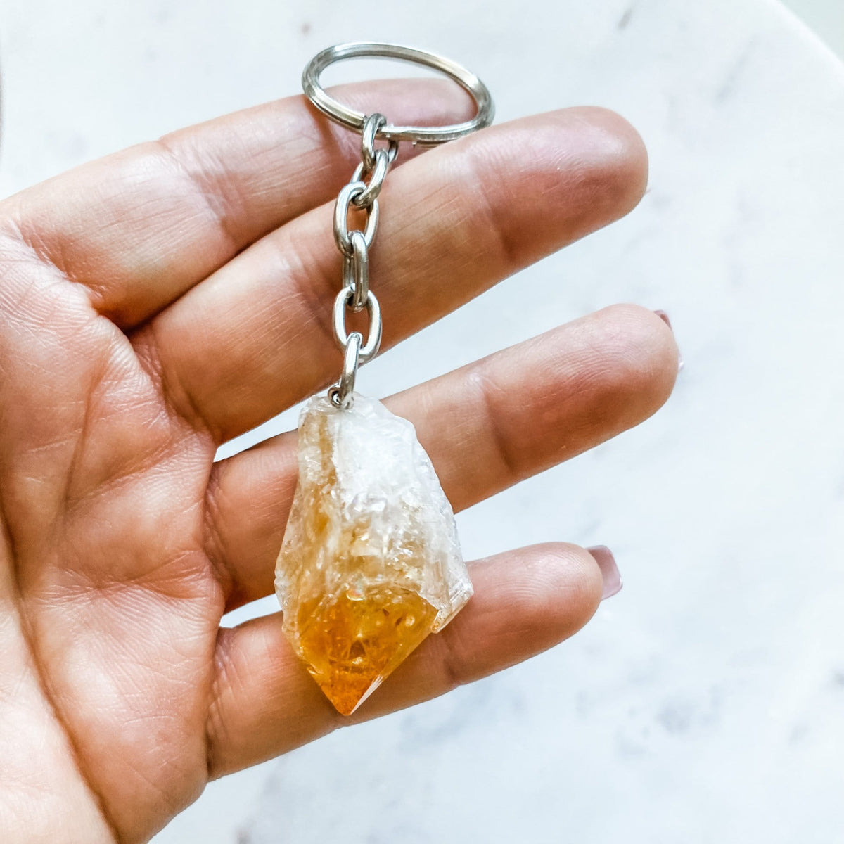 Citrine Crystal Stone Keyring