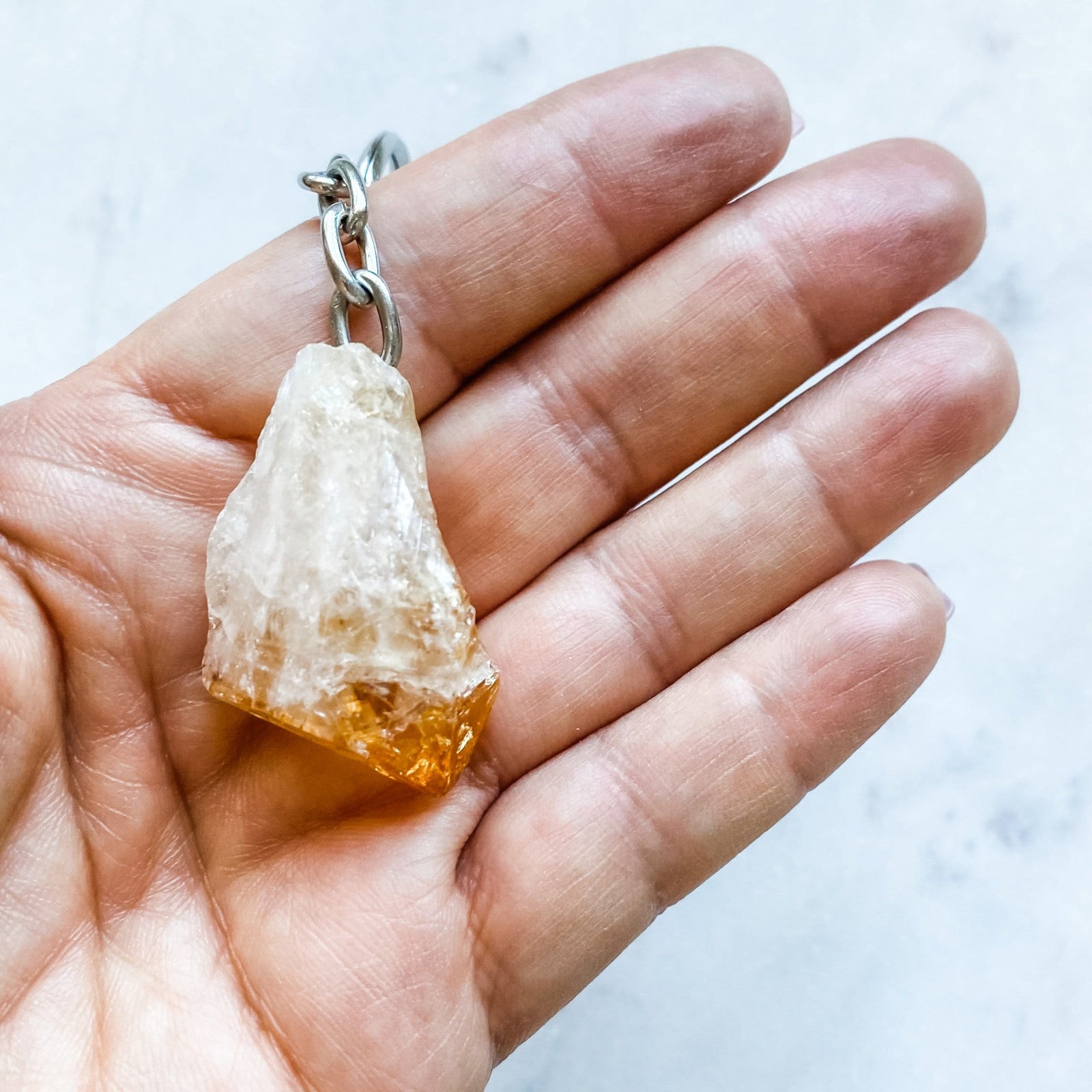 Citrine Crystal Stone Keyring