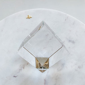 Clear Glass Cube Desk Ornament