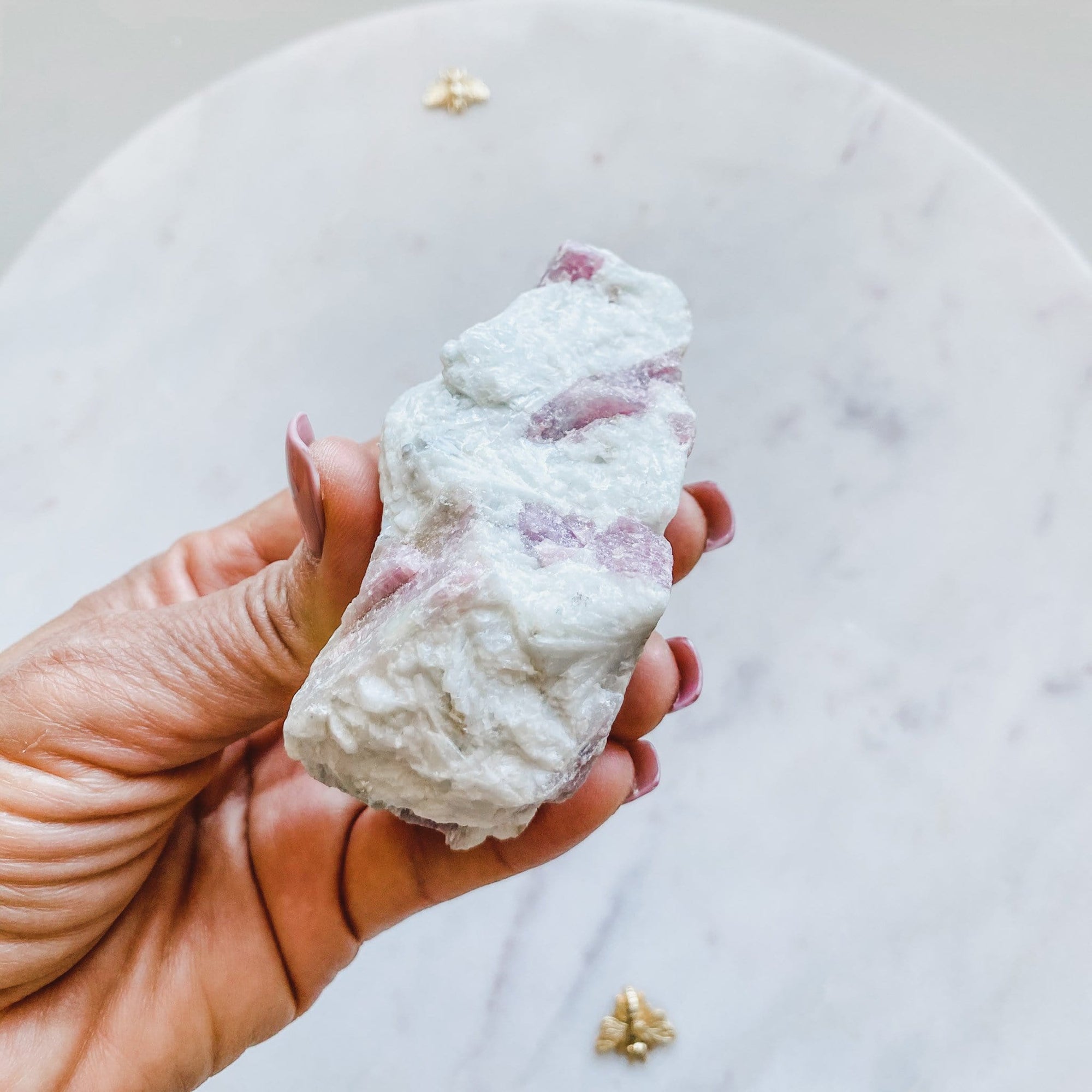 pink tourmaline in quartz crystal raw rough freeform stone