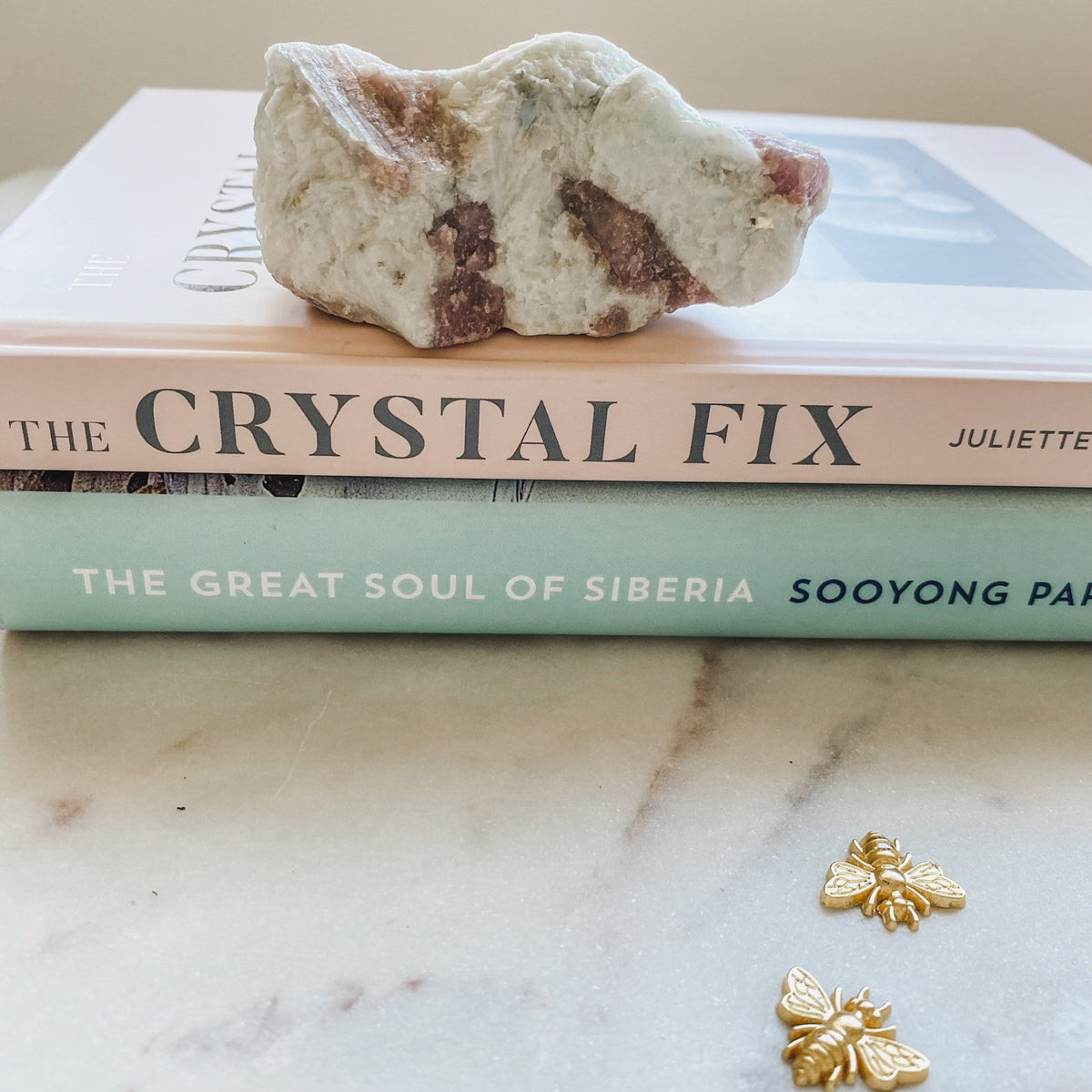 pink tourmaline in quartz crystal freeform stone