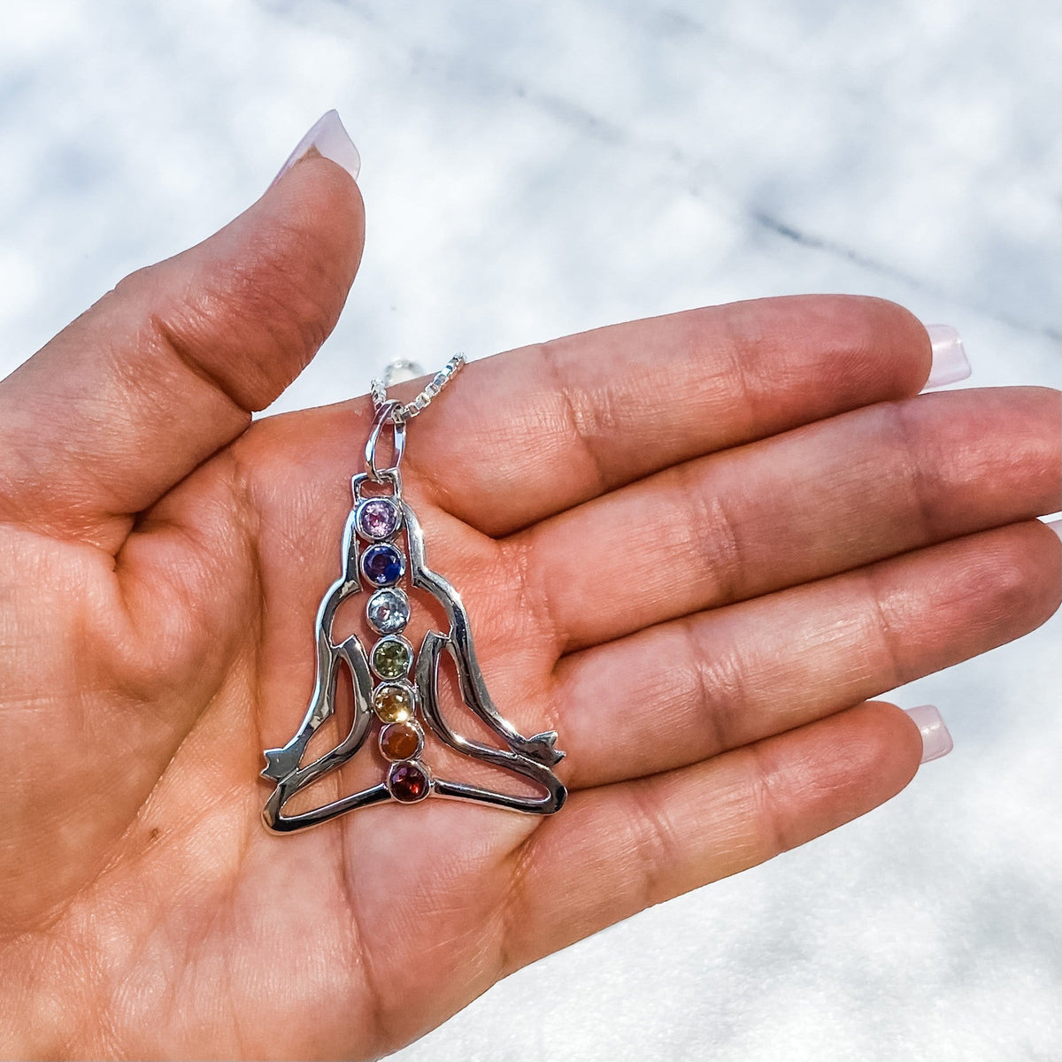 s1010 Chakra 7 gemstone bar yoga meditation necklace sterling silver 925 australia gemrox 5