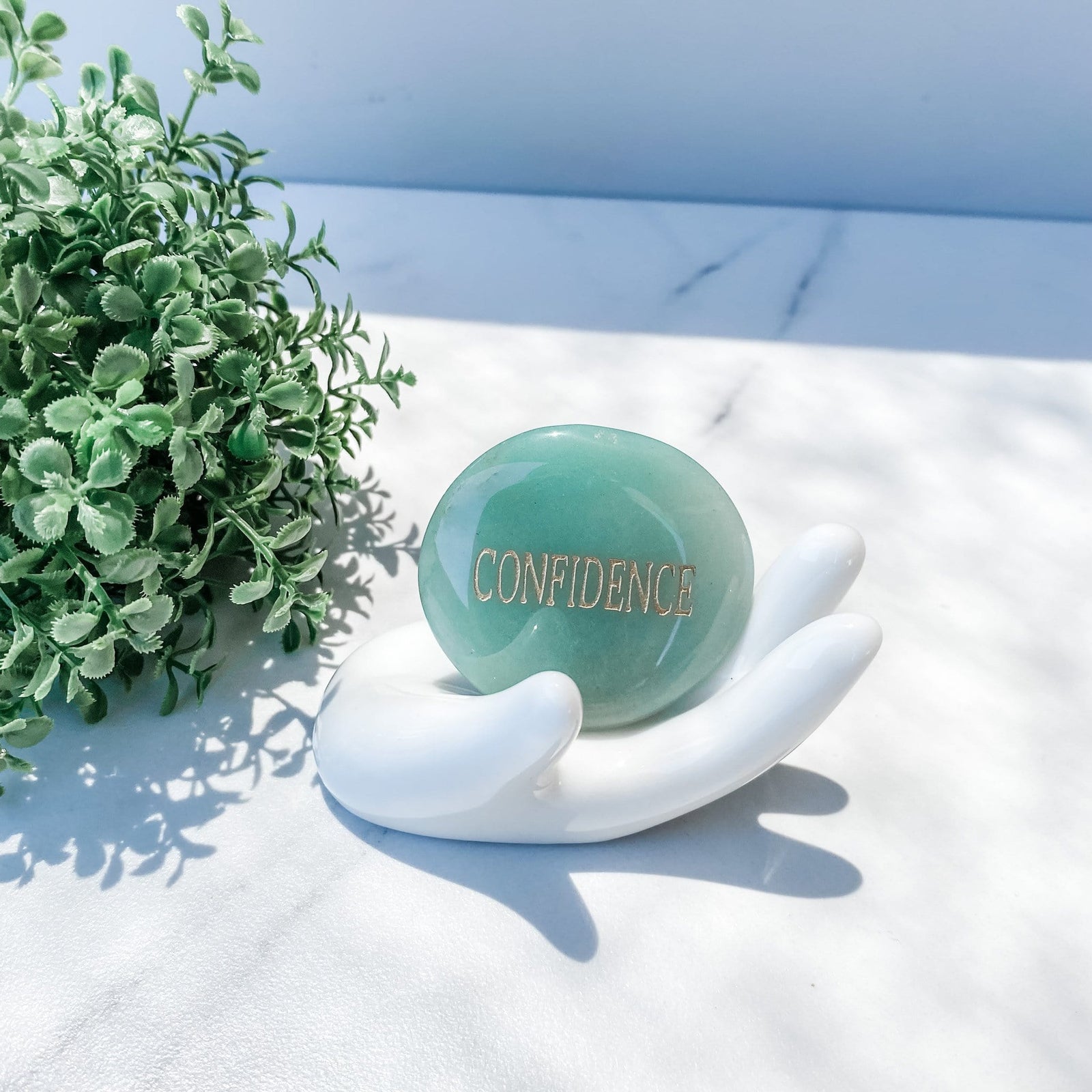 s1014 green aventurine crystal word engraved confidence palmstone palm stone meditation stone worry stone crystals australia gemrox 1