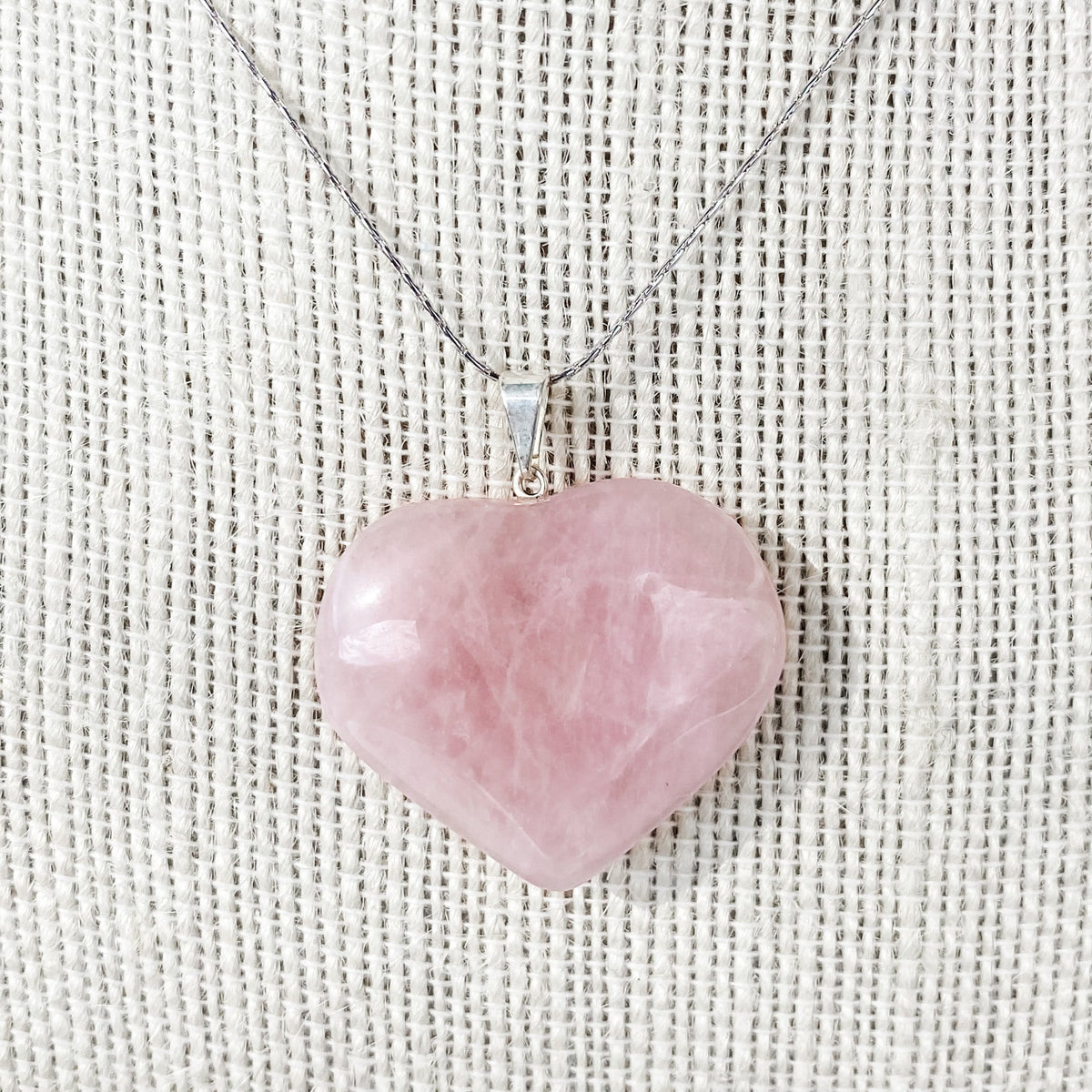 s1015 Rose Quartz crystal stone heart silver necklace pendant crystals australia gemrox 1