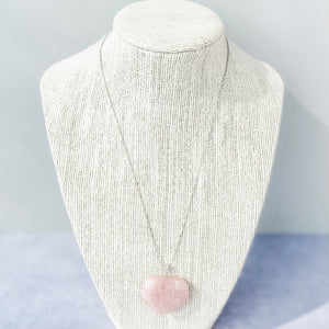 s1015 Rose Quartz crystal stone heart silver necklace pendant crystals australia gemrox 1