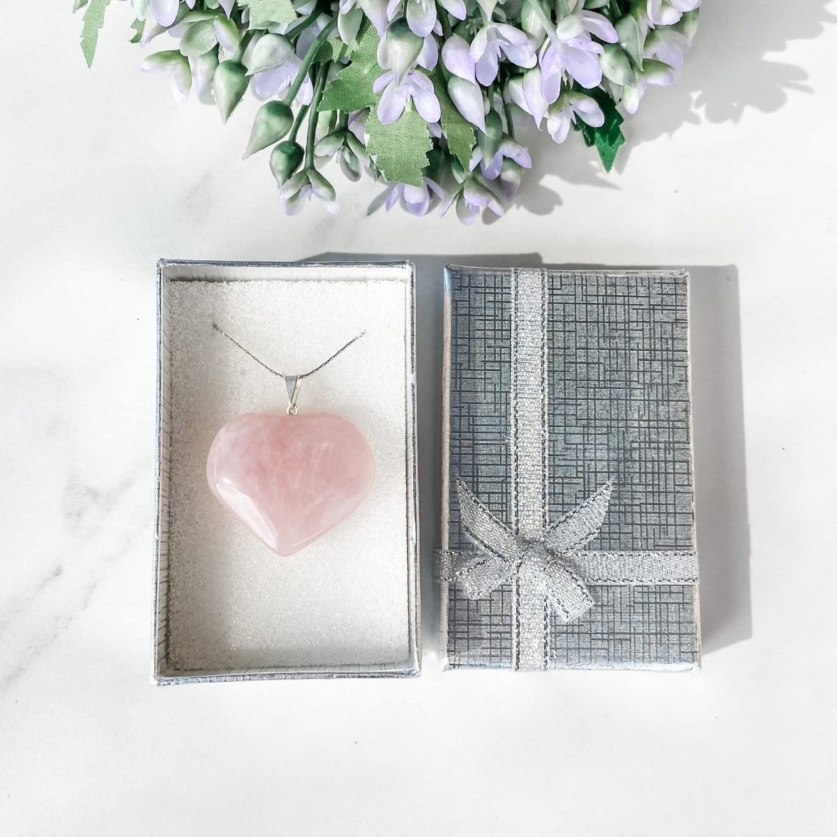 s1015 Rose Quartz crystal stone heart silver necklace pendant crystals australia gemrox 1