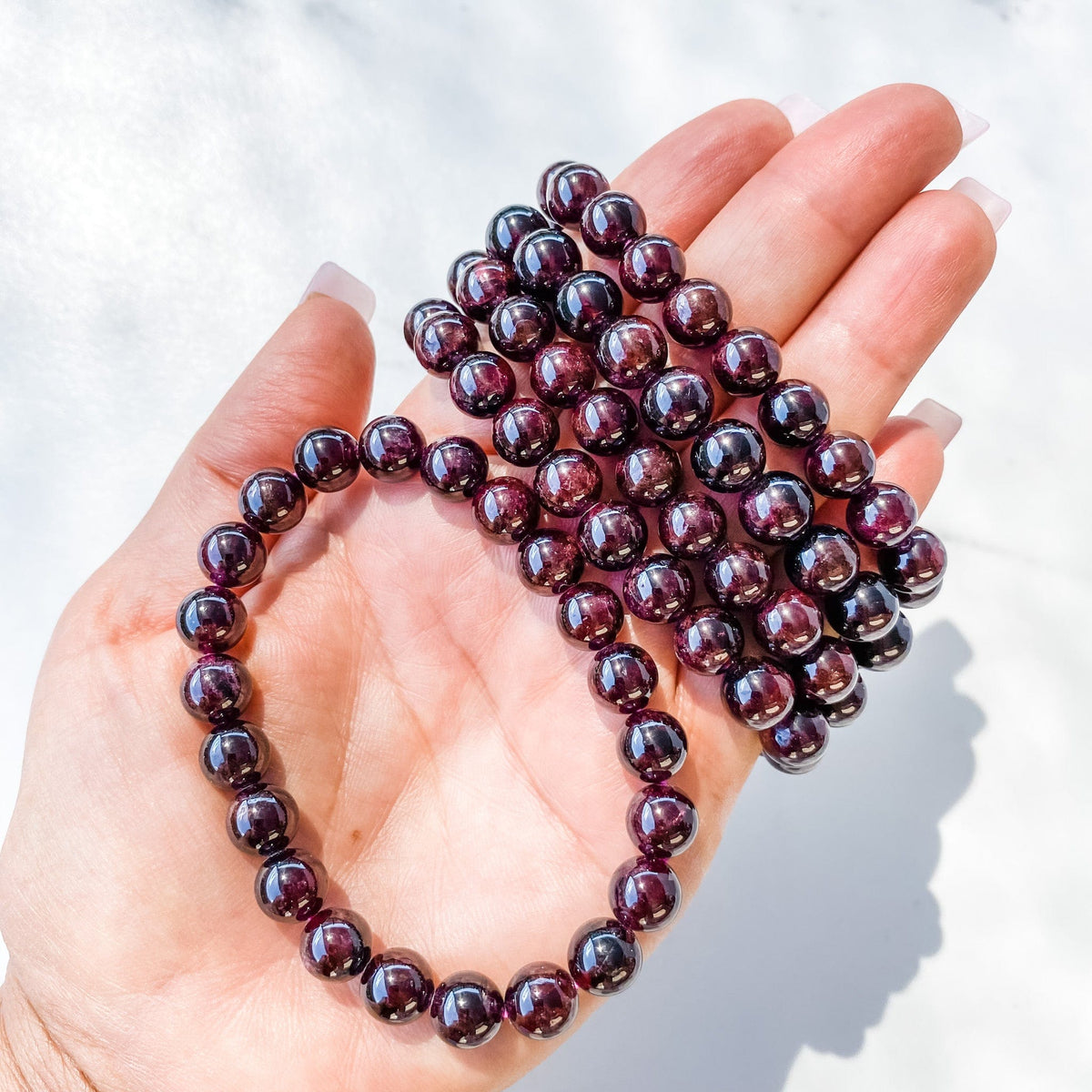 s1021 garnet crystal beaded 8mm stretch elastic healing bracelet australia gemrox sydney 1