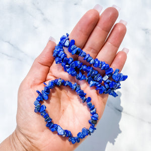 lapis lazuli crystal chip stretch healing chakra bracelet australia gemrox