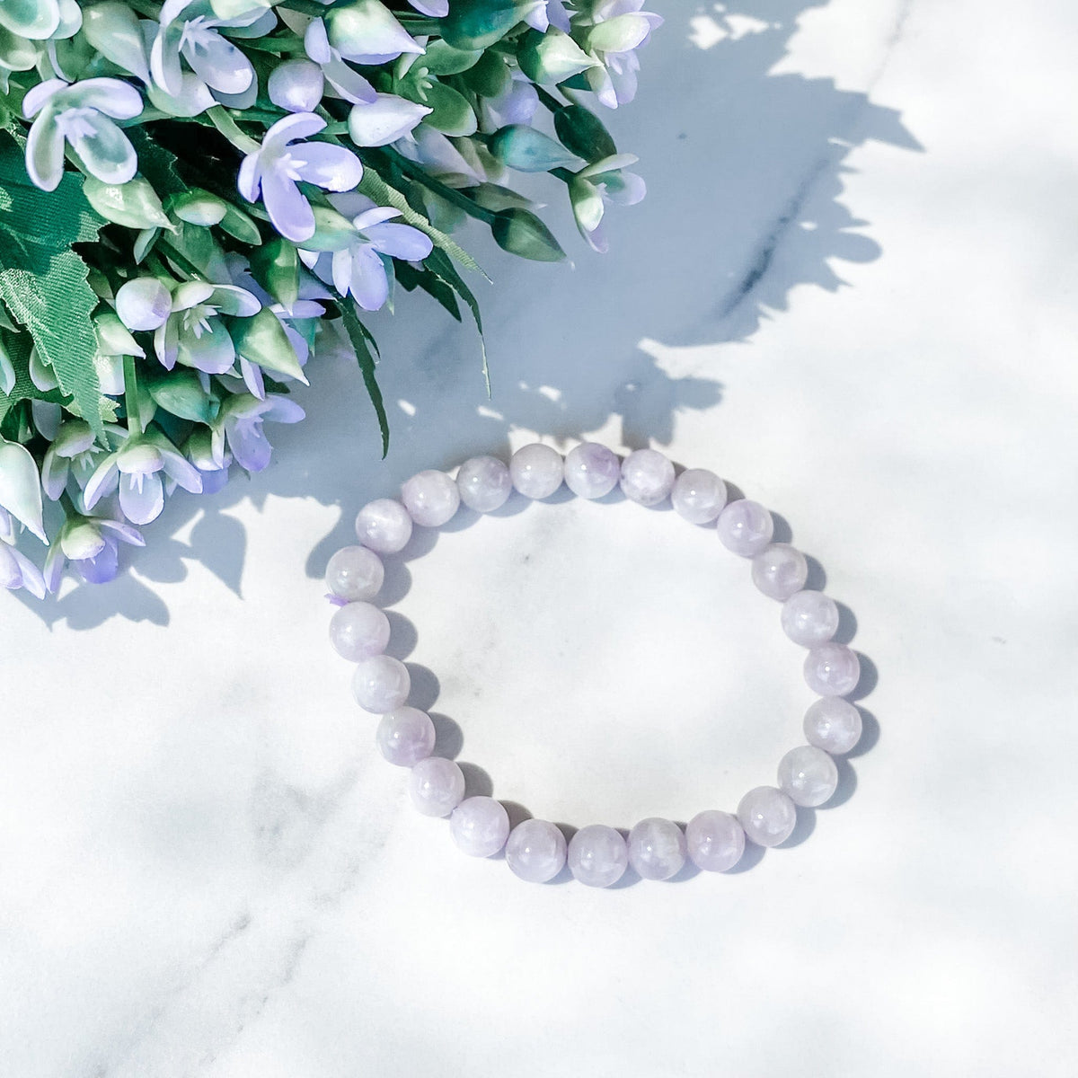 s1025 Kunzite lilac crystal beaded 8mm stone stretch bracelet austalia gemrox sydney 1