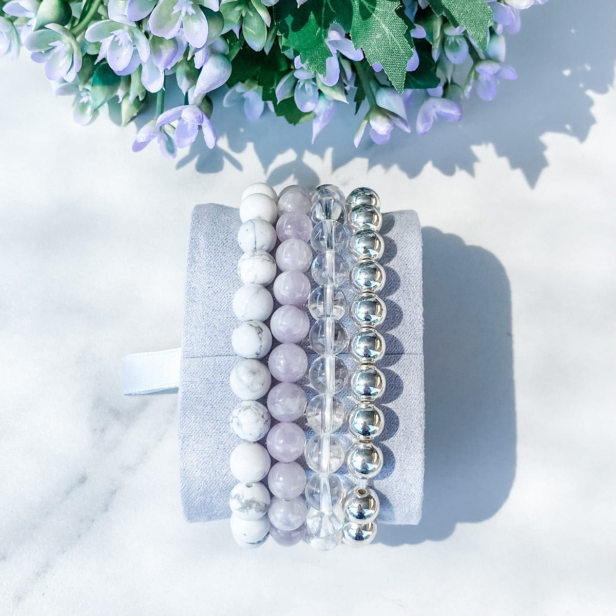 s1025 Kunzite lilac crystal beaded 8mm stone stretch bracelet austalia gemrox sydney 1