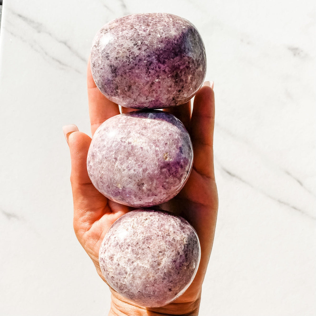 lepidolite crystal palmstone palm stone worry stone meditation stone crystals australia gemrox