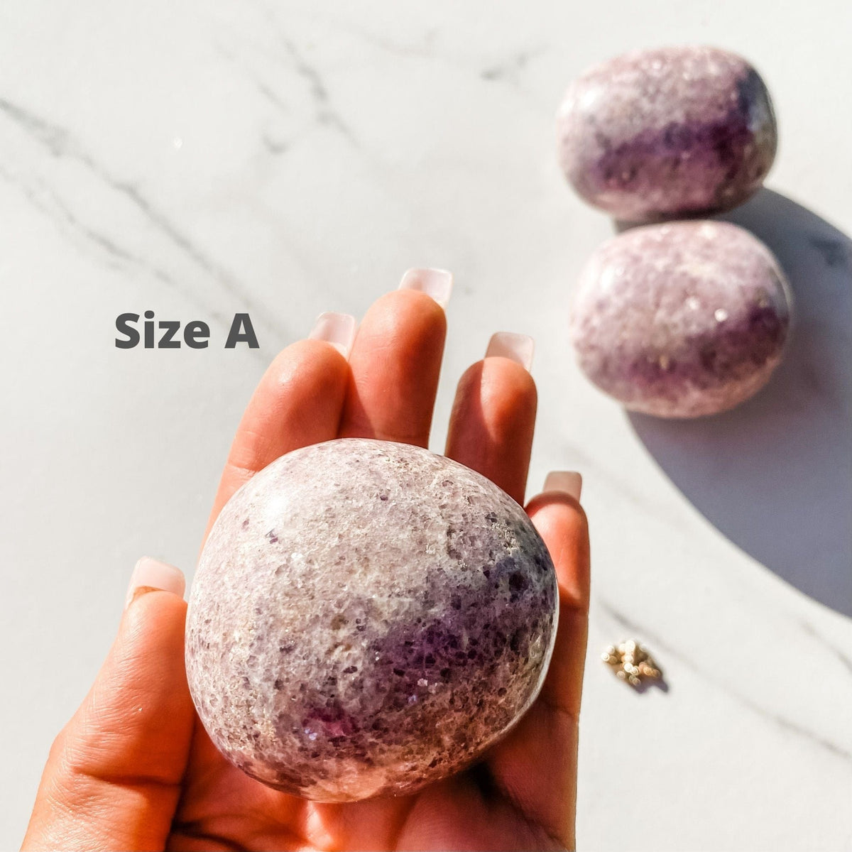 lepidolite crystal palmstone palm stone worry stone meditation stone crystals australia gemrox
