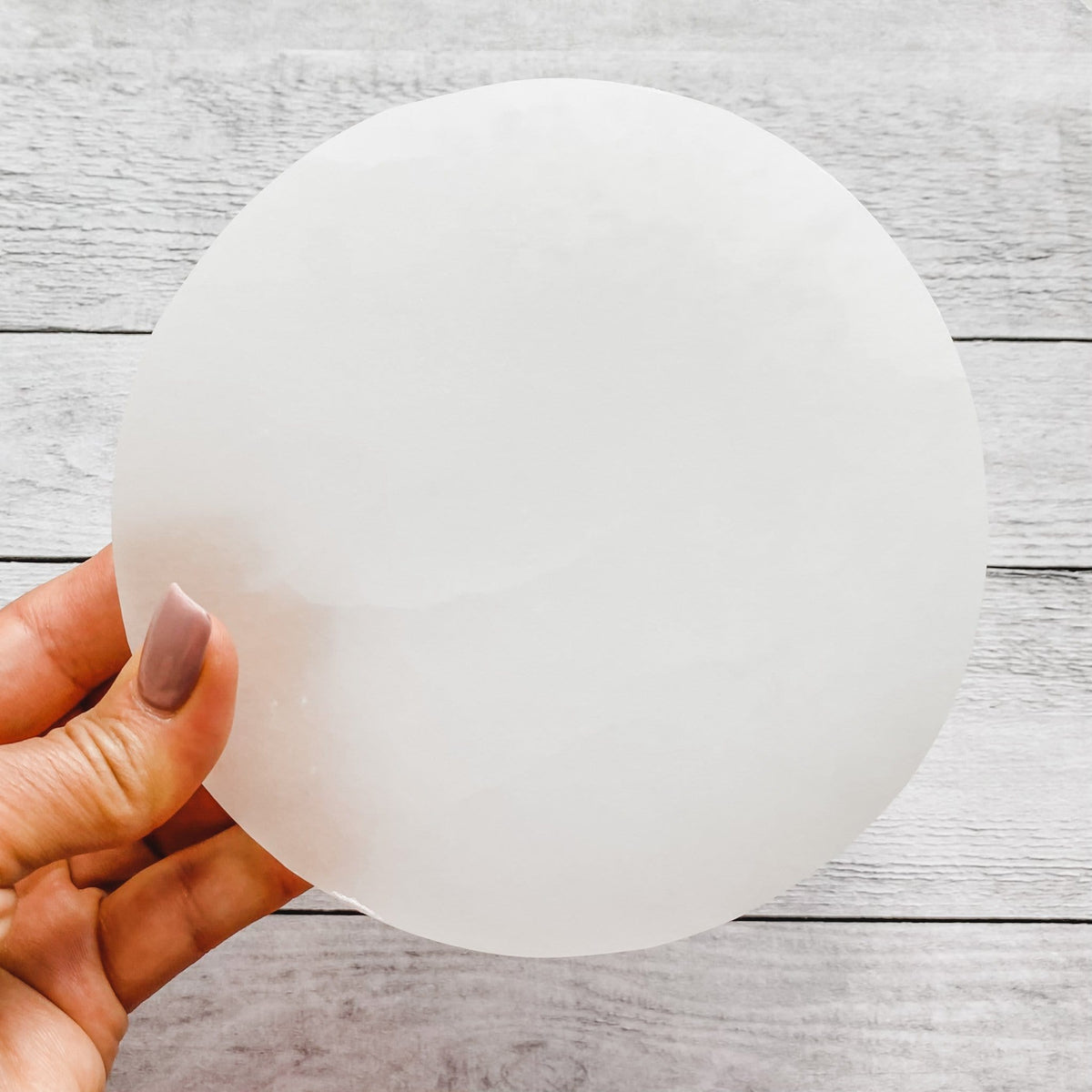 selenite crystal 14cm round charging plate australia