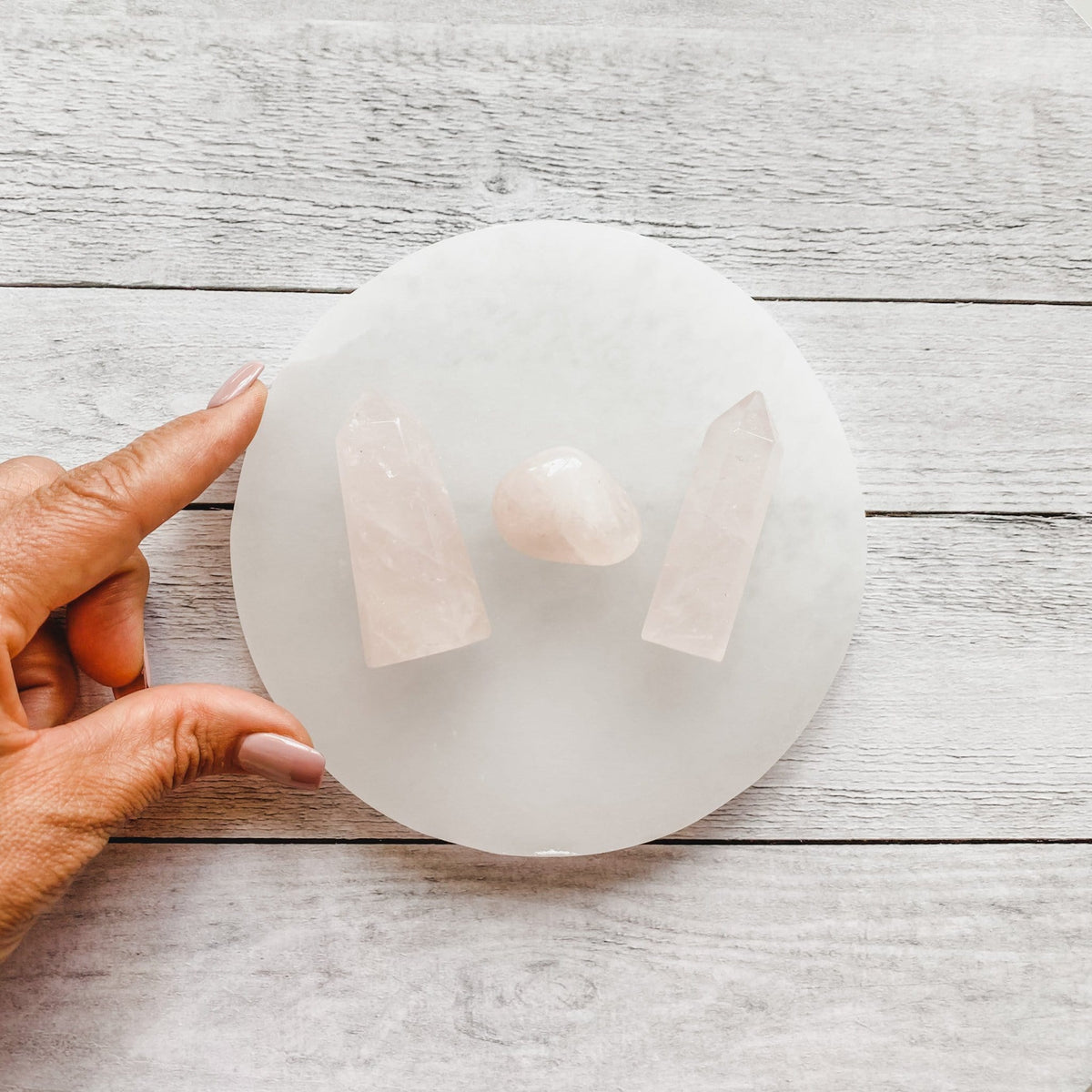 selenite crystal 14cm round charging plate australia