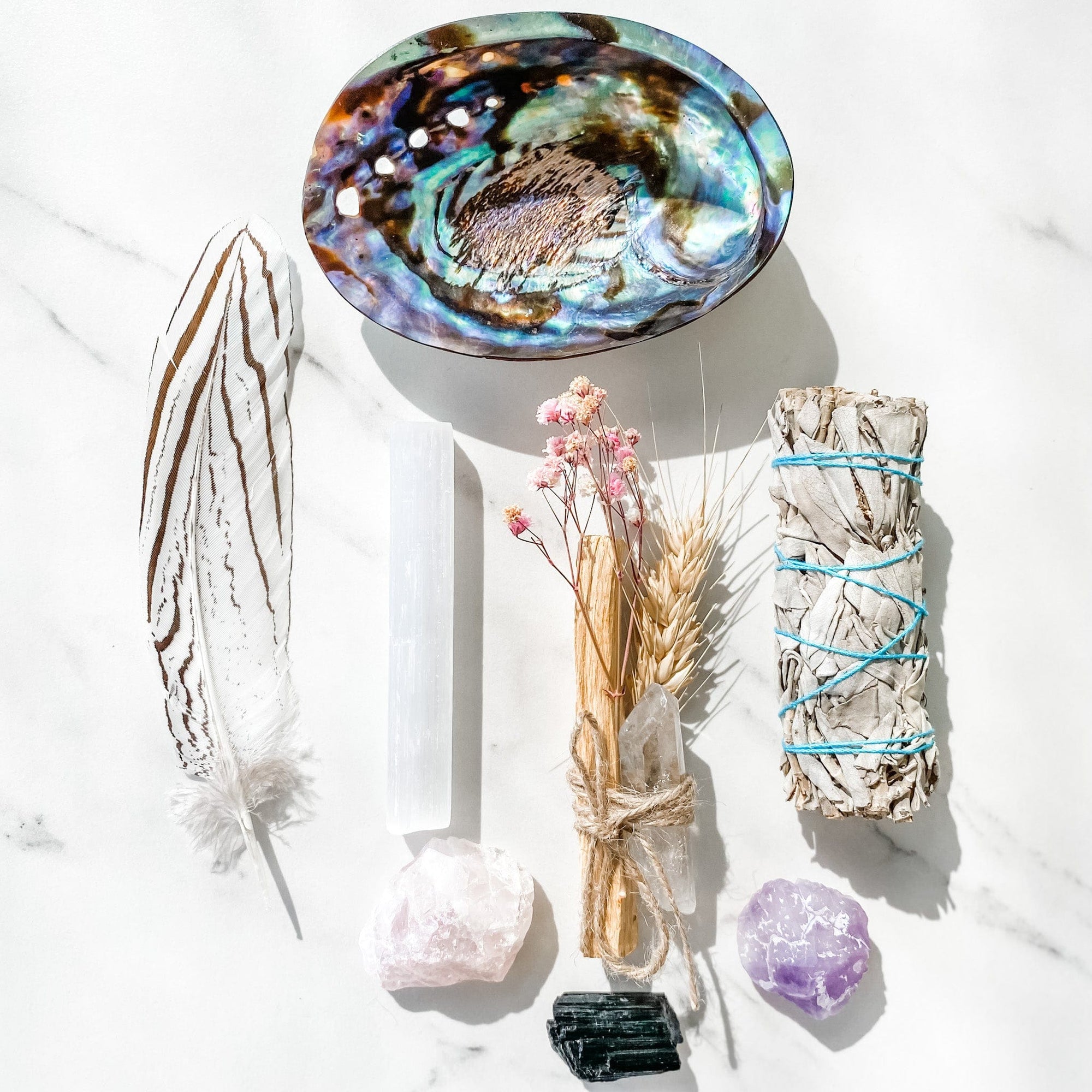 s1067 natural abalone cleansing smudging ritual crystal kit home protection eliminate negative energy crystals australia gemrox sydney 2