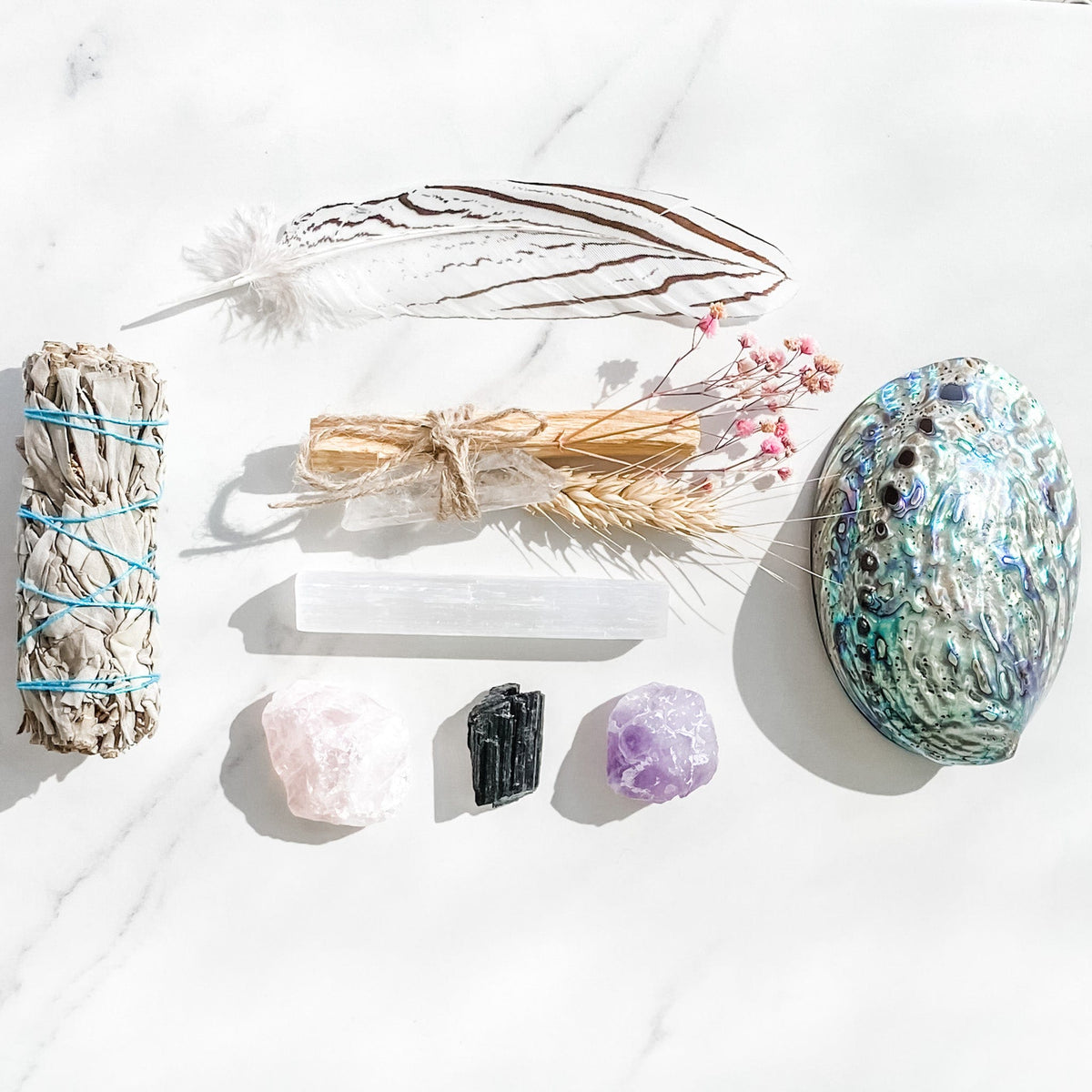 s1067 natural abalone cleansing smudging ritual crystal kit home protection eliminate negative energy crystals australia gemrox sydney 2