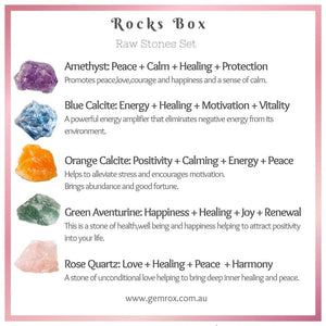 rocks box set of 5 raw stones for happiness health and success gemrox sydney crystals australia