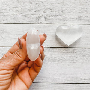 selenite crystal heart palmstone meditation healing chakra australia