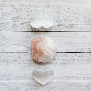 selenite crystal heart palmstone meditation healing chakra australia