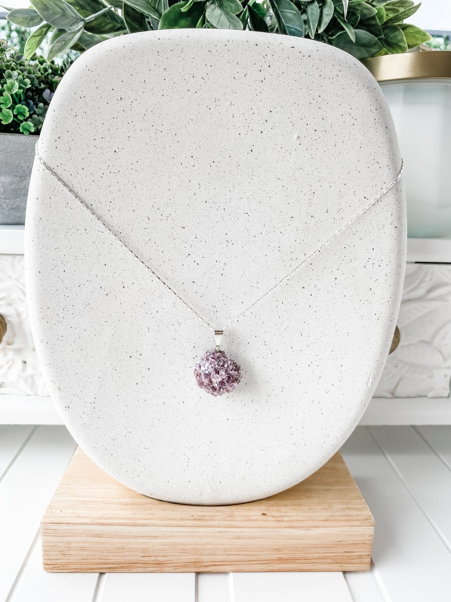 s1158 Lepidolite raw stone crystal pendant necklace australia.Pink purple lepidolite raw stone pendant silver necklace australia.crystals australia.gemrox sydney 1