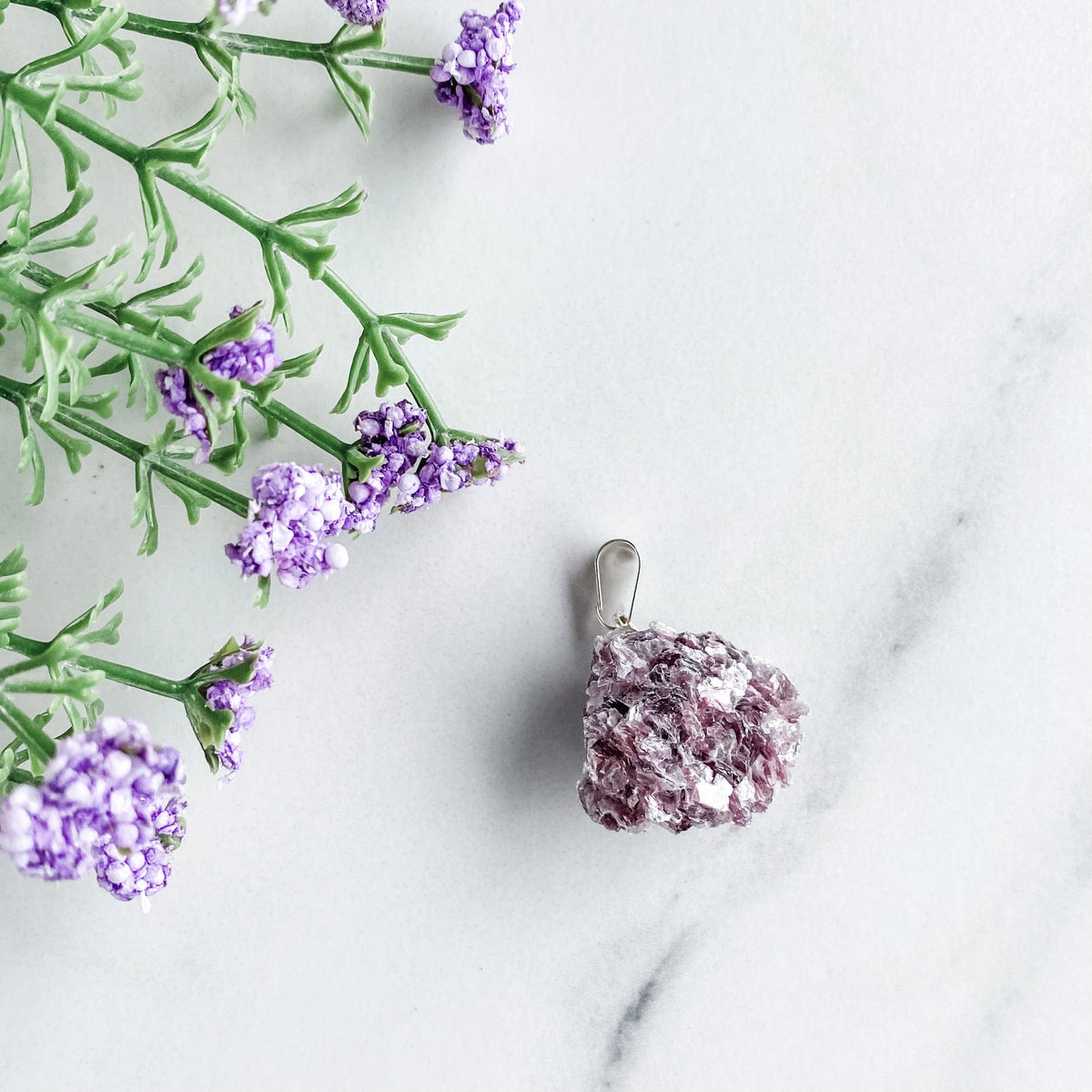 s1158 Lepidolite raw stone crystal pendant necklace australia.Pink purple lepidolite raw stone pendant silver necklace australia.crystals australia.gemrox sydney 1