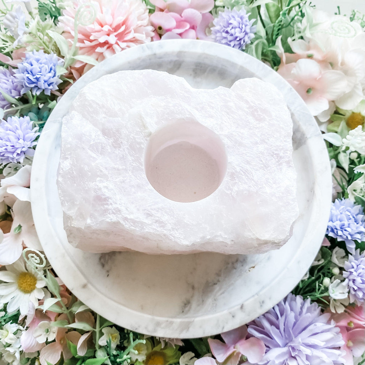 rose quartz crystal stone tealight holder candle holder romantic stone natural candles australia