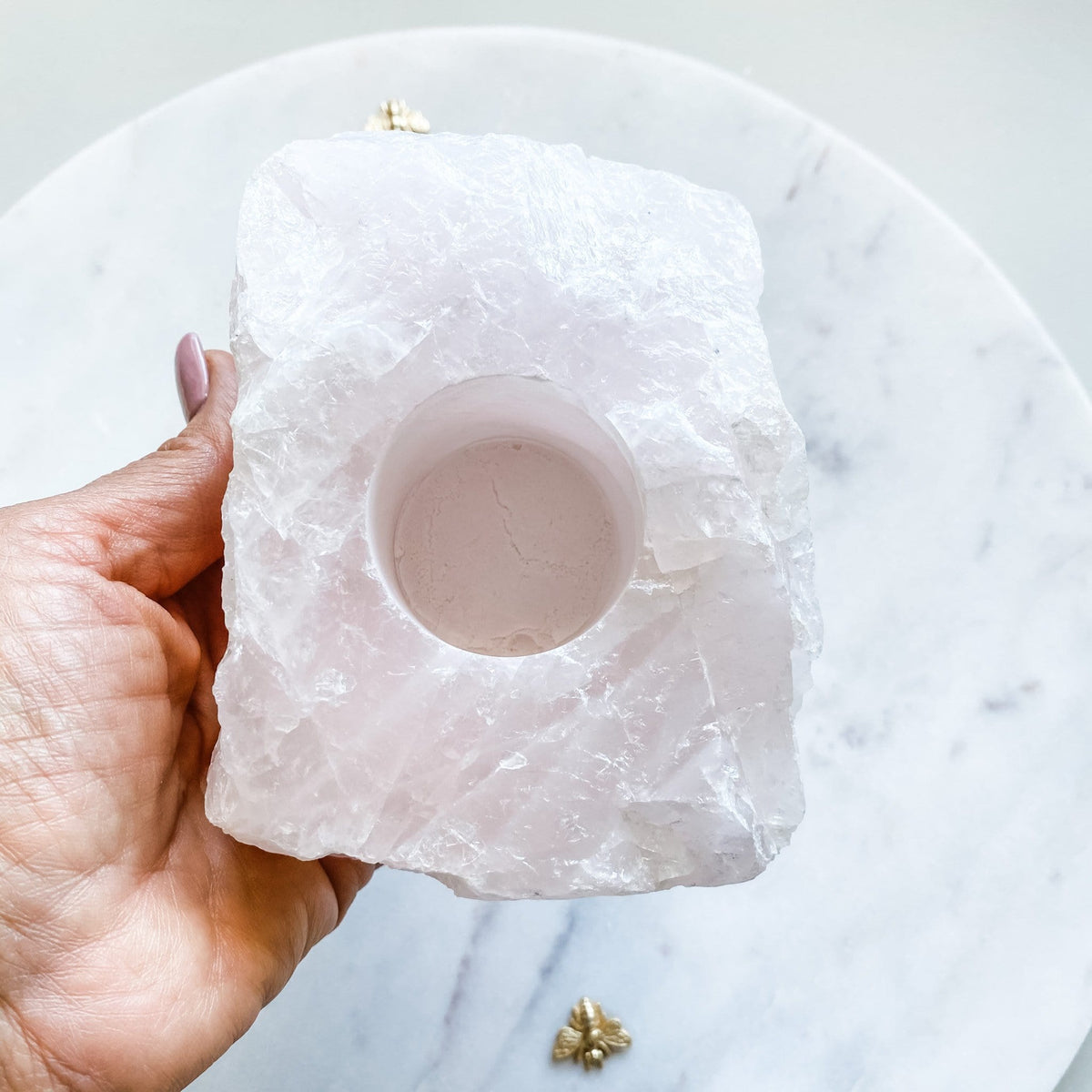 rose quartz crystal stone tealight holder candle holder romantic stone natural candles australia