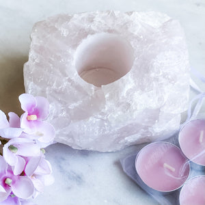 rose quartz candle holder tea light holder gemrox Australia
