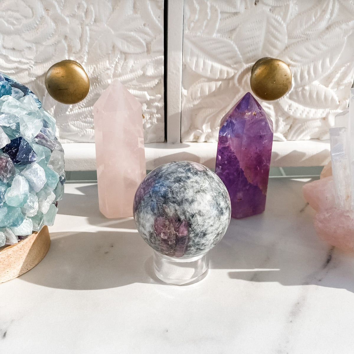 s1220 pink tourmaline in quartz crystal stone ball sphere 5cm australia.pink tourmaline crystal sphere australia.crystal spheres australia.gemrox sydney 1