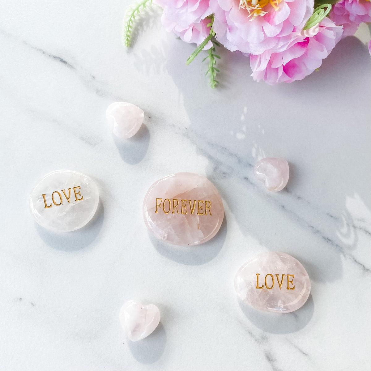 s1231 rose quartz engraved palm stone palmstone forever australia.rose quartz engraved word palm stone australia.crystals ausrtralia gemrox sydney 1