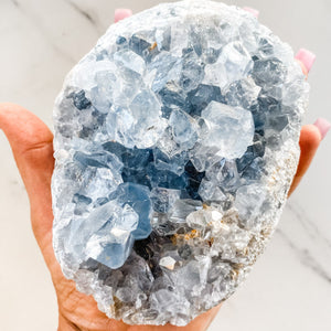 s1244 celestite crystal egg shaped cluster geode australia.crystal blue celestite cluster geode australia.crystals australia gemrox sydney 1