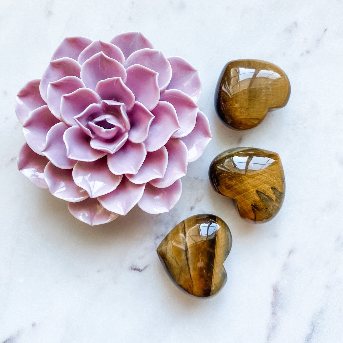 tigers eye crystal love heart polished stone healing australia meditation stone