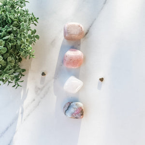 s1286 pink power set of 4 pink crystals heart chakra crystal kit australia.pink crystal heart chakra set australia.heart chakra set of 4 tumbled stones.crystal kits australia.gemrox sydney 1