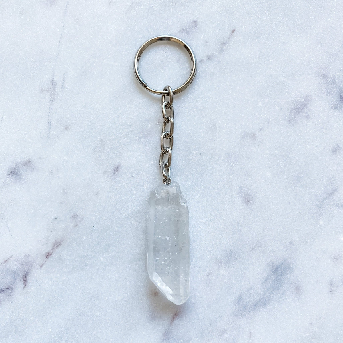 clear quartz crystal raw stone keyring keychain australia