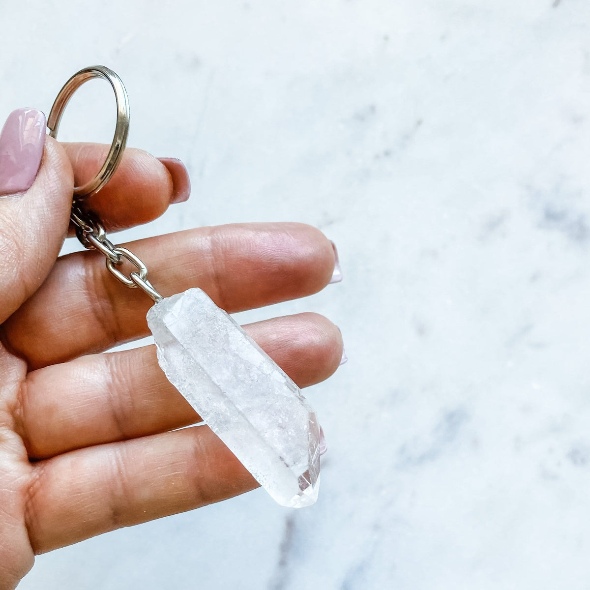clear quartz crystal raw stone keyring keychain australia