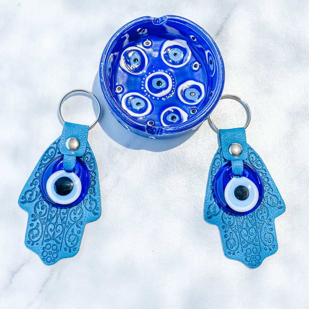 s1330 turkish evil eye hamsa hand protection hand made leather look key ring key chain australia gemrox sydney 1