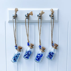 s1346 turkish evil eye protection glass bottle with evil eye beads and hanger wall amulet home decor australia.gemrox sydney 1