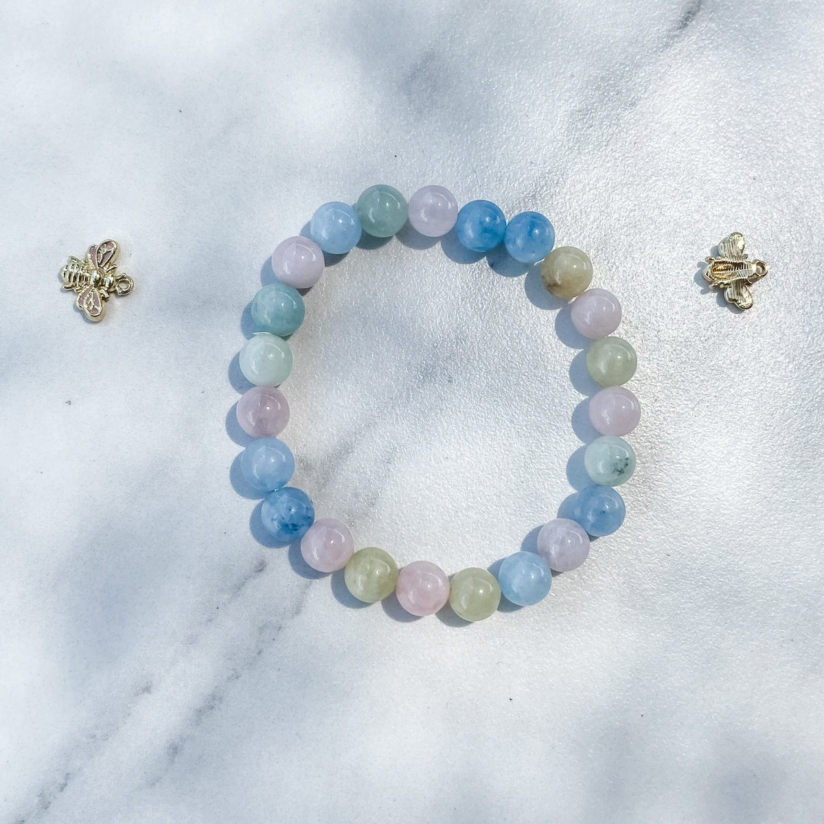 s1366 morganite aquamarine heliodor crystal beaded 8mm stone stretch elastic healing bracelet australia gemrox sydney 1