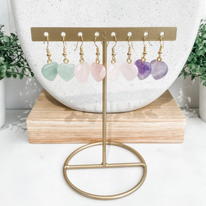 s1373 rose quartz amethyst green aventurine crystal heart shaped stone earrings australia gemrox sydney 1