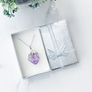 s1375 natural amethyst crystal raw stone point silver metal necklace jewellery australia gemrox sydney 1